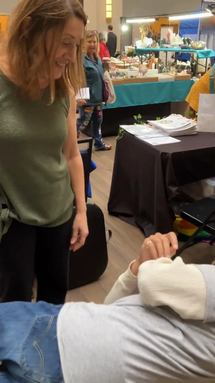 Still from the video of Dr. Laara at a wellness fair